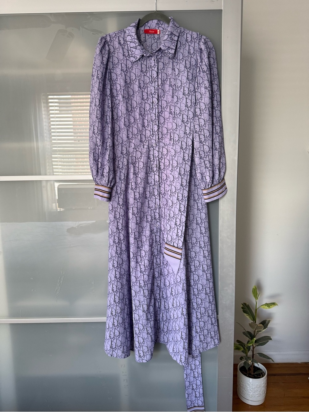 Women's Long Sleeve Lavender Printed Shirt Dress